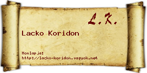 Lacko Koridon névjegykártya